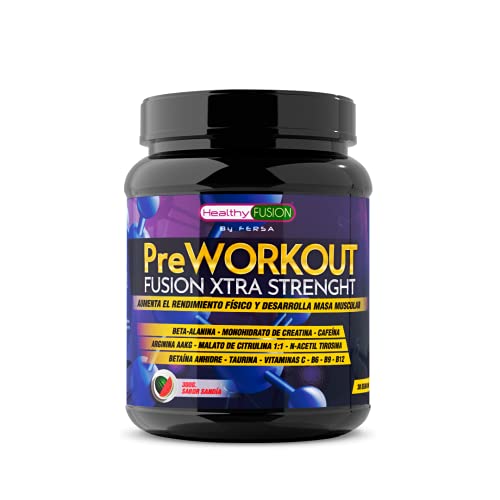 HealthyFusion con Pure Powerful Pre-Workout Version con Beta Alanina, L-Arginina AAKG, Creatina, Cafeína, Taurina, Mejora el rendimiento físico, Promueve el crecimiento muscular, 300g