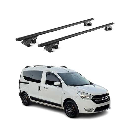OMAC Dachträger Aluminium TÜV geprüft für Dacia Dokker 2012-2022 – Für Standard Dachreling – T Nut – Max 90 kg – 2 Schlösser Schwarz