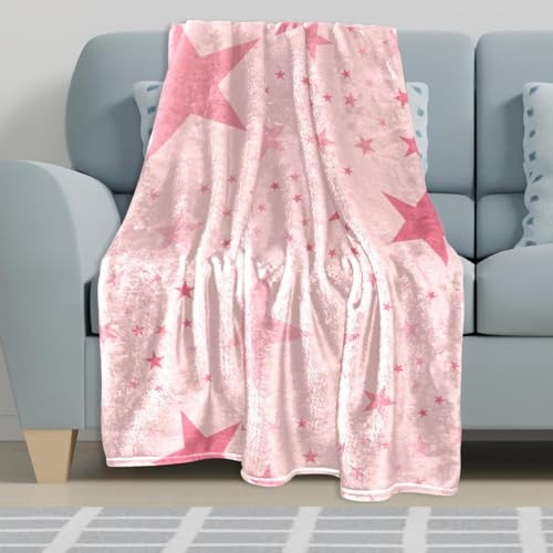 Couverture polaire étoiles roses en microfibre douce premium - 6