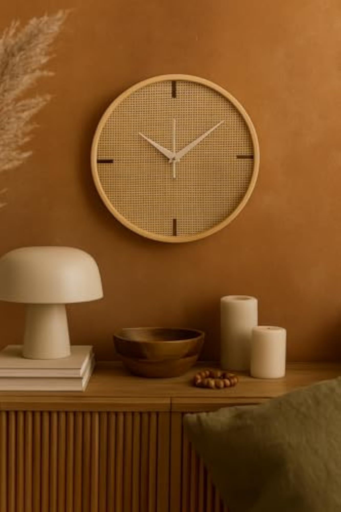 Rattan Wall Clock, Handwoven Bamboo Decorative Clock for Home