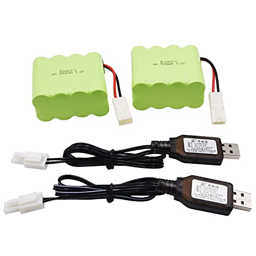 Blomiky 2 Pack 9.6V 900Mah 8.64Wh Rechargeable Battery With Mini Tamiya Plug Connector And Charger Cable Replacement For Ruko Bwine C11 1:10 Scale Rc Car / C11 Battery 2 #TOP5