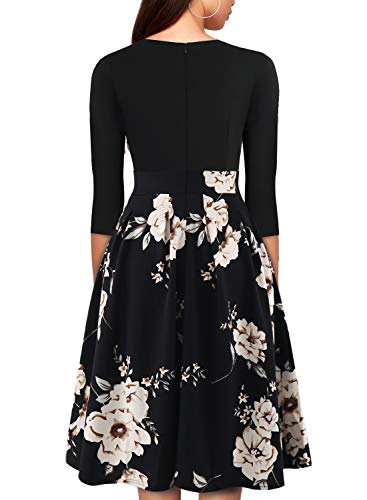 YATHON Women's Vintage Floral Flared A-Line Swing Casual Party Dresses with Pockets2