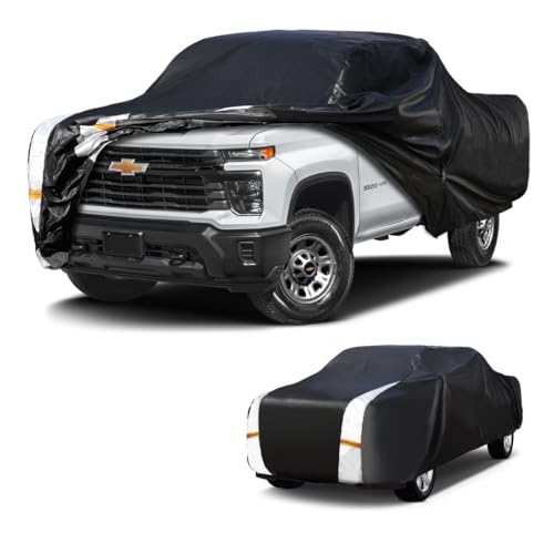 Image of Chevrolet Silverado 3500HD Truck Cover Custom Fit 2001-2026 Regular Cab LB (8.1') with Door Zipper, 12 Layers Full Exterior Pickup Truck Cover Waterproof All Weather, Wind Dust Sun and UV Protection.