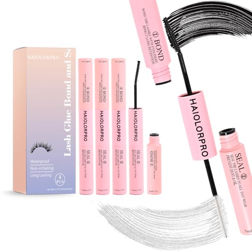 HAIOLORPRO 4PCS Colla Ciglia Finte Ciuffetti, Bond e Seal Ciglia,
