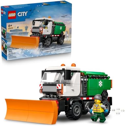 LEGO City Snowplow Truck Building Toy for Kids - Pretend Play Vehicle for Boys & Girls, Ages 5+ - Toy Truck W/Movable Plow & Driver Minifigure - Gift Idea for Birthdays - 60490