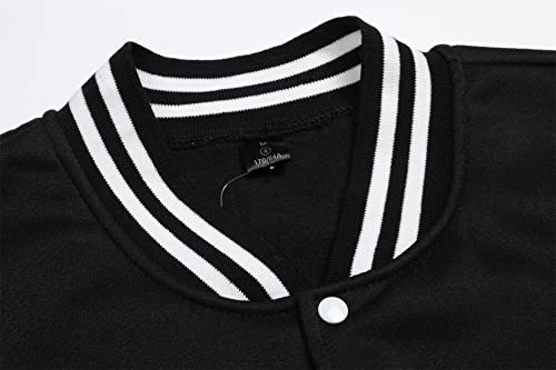 Image of Varsity Jacket Women Men's Baseball School Uniform Button Up Unsex Adult Long Sleeve Coat Fashion Jacket