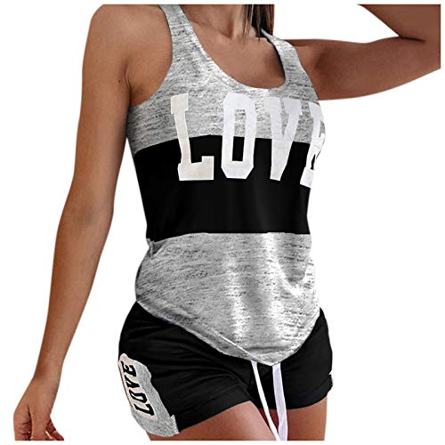 Chaleco de dos piezas para mujer conjunto sin mangas con estampado sofisticado