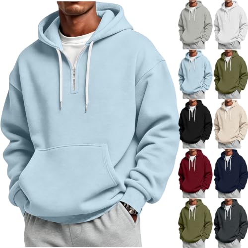 Winter Hoodie for Men Quarter Zip Long Sleeve Fleece Sweatshirt with Pocket - image 1