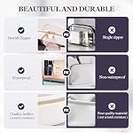 Travel Makeup Bag for Women, Clear Cosmetic Bags Travel Toiletry Bag, Heavy Duty Makeup Organizer, Waterproof Cosmetic Organizer with Clear Windows & Gold Zippers (White)