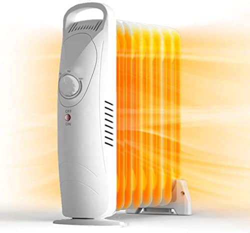 SHANRENSAN Chauffage soufflant électrique avec thermostat, 11 lamelles chauffantes, Radiateur à huile 1000 W, économie d'énergie, pour pièces jusqu'à 45 m², mobile, (DLL004) Cover