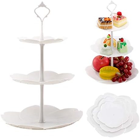 Dessert Stand 3 Tier Fruit Racks Plastic Cake Stand Tray for Wedding &Home&Party Serving Platter, Tea Party, Holiday Dinners, Happy New Year or Birthday