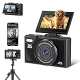 Camara Digital 5K Ultra HD, Camara Fotografica 75 MP, Cámara de Vlogueo Admite [WiFi y APP], Pantalla Giratoria 180° de 3...