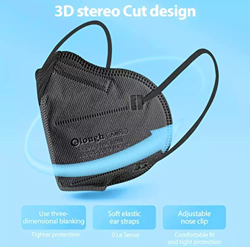 Máscara KN95 Adulto CONCHA PRETA PFF2 FFP2 Half-fold 5 Camadas Clip Nasal Embutido Alças de Orelha F