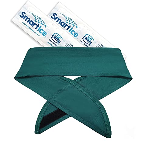 Neck Cooler Bandana, with 2 Smartice Cooling Strips, Enabling Prolonged Cool Comfort at Home, Work or Play (Forest Green, Plain)