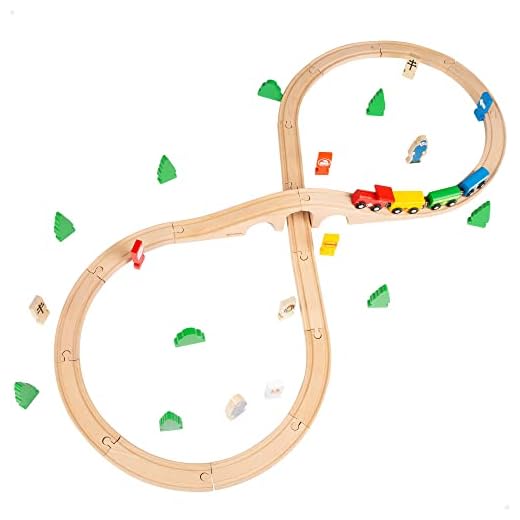 WOOMAX - Tren madera juguete, Tren de madera para niños, Juguetes niños 3 años, Juguetes de madera, Tren de juguete, Pista de madera, Juego de tren con vía de madera, Tren de madera 40 piezas (43634)