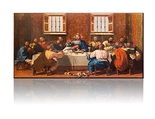 TUMOVO Jesus Framed Picture Last Supper Wall Decor Art Work for Home Walls Paintings Pictures Large Canvas Home Decor for Living Room Giclee Artwork Gallery-Wrapped Stretched Ready to Hang(24”X48”)