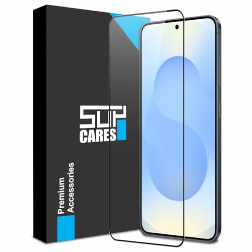 Image of SupCares Tempered Glass for Samsung Galaxy S25 Plus (6.7 Inch) With Installation Kit | Military-Grade Gorilla Screen Protector | Edge to Edge Coverage | Black