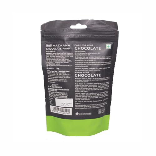 Image of Mazaana Chocolate Paan 80g | Real Paan | Mouth Freshner | Pure Chocolate, No Compound | Enrobed in Fine Dark Chocolate | (1)