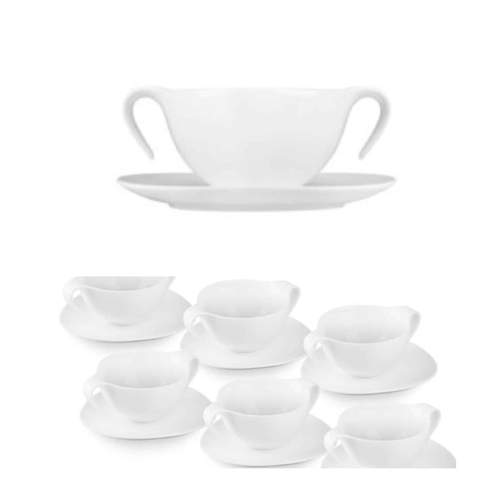 FranquiHOgar | Bols à consomé en porcelaine blanche modèle Ovum pour 6 |12 Pièces