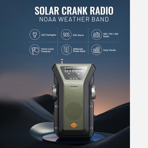Namolit Rádio movido a energia solar ao ar livre multifuncional manivela recarga rádio portátil acam