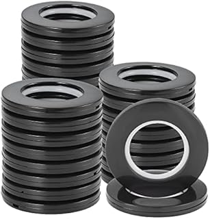 Coolty 32pcs Curtain Eyelet Rings, Plastic Curtain Grommet Nanoscale Silencing DIY Rings 40mm for Window Curtain, Shower Curtain, Locker Room Door Curtain (Black)