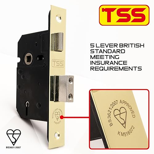 TSS British Standard Mortice Sash Lock 2.5" (68mm) Brass with 3 Keys and Fixings - Image 4