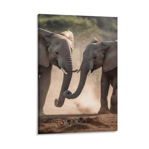 Peinture sur toile éléphants symbole de complicité pour votre intérieur