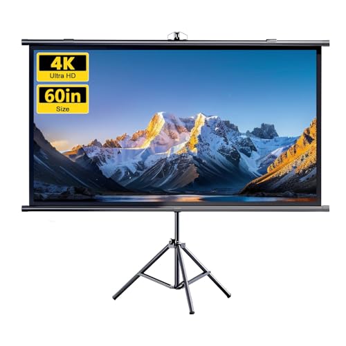 Pantalla portátil para proyector HD 4K de 60 pulgadas con soporte, formatos 16:9/4:3, resistente a arrugas, para pared o soporte, ideal para películas o presentaciones de oficina miniatura 1