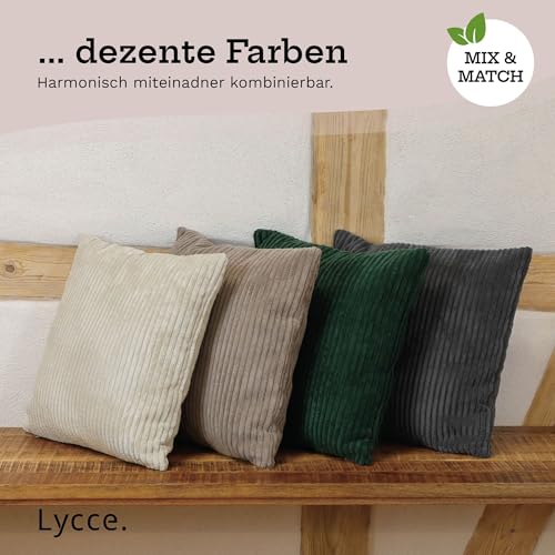 Lycce Kissenbezug Cordstoff Beige 40x40 cm - Hochwertige & Langlebige Kissenhülle für Dekokissen, Ideal für Sofa & Bett – Bild 8