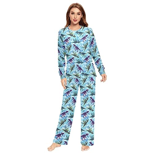 Unisex Pajama Set Dinosaur and Tie Dye Family Matching Long Sleeve 2 Piece Sleep Lounge Set for Men & Women3
