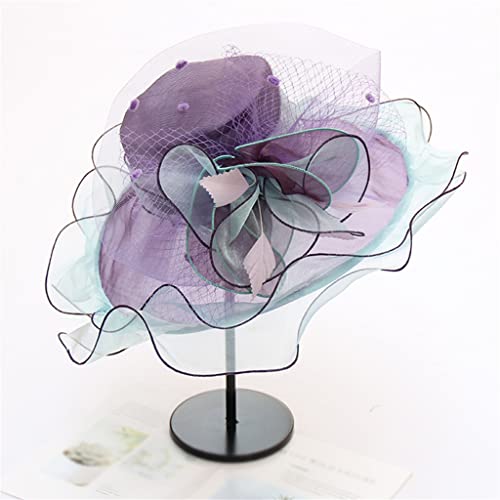 Chapeau d'été pour femmes grand chapeau de plage fleur toit plat pliable