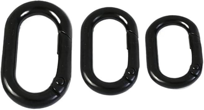 10Pcs Oval Metal Spring Snap Rings - Openable Buckle Clips for Handbags, Luggage, and KeychainsBlack,16mm