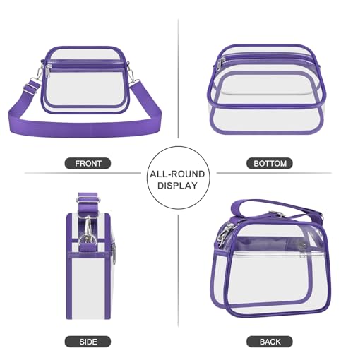 Image of Clear Bag for Stadium Events Clear Sports Fan Handbags Purses with Adjustbale Strap for Concerts Festivals Game Day
