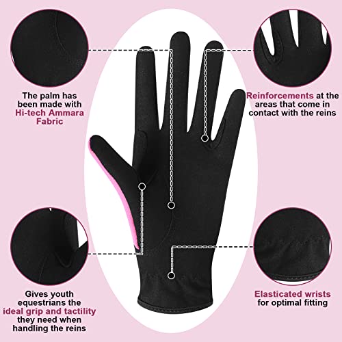 Liliful 2 Pairs Kids Horse Riding Gloves Children Equestrian Kids Gloves Horse Riding Gear Child Horseback Bike Gardening Boys Girls Mittens Youth Outdoor Mitts #TOP3