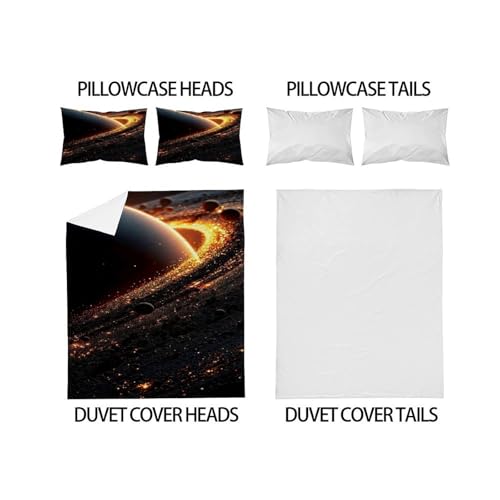 Housse de couette starry sky theme 3 pièces imprimé king en microfibre - 4
