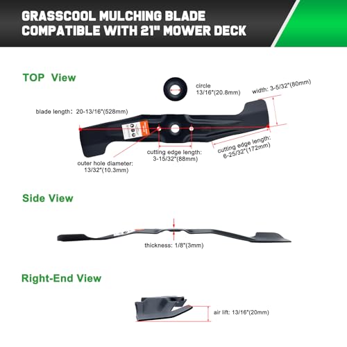 image for Grasscool HRR2169VKA Mulching Blades for Honda HRR216 HRR2169VYA HRR21