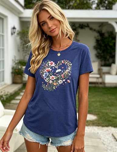 Women's Wildflower T-Shirt Boho Floral Graphic Tee Flower Printed Shirts Vintage Nature Lovers Short Sleeve Top — view 4