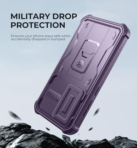 Image of Dexnor for Samsung Galaxy S24 Case with Built-in Slide Camera Cover & Screen Protector & Kickstand, Heavy-Duty Shockproof Rugged Case Full-Body Bumper Protective Cover for Galaxy S24 (2024),Purple