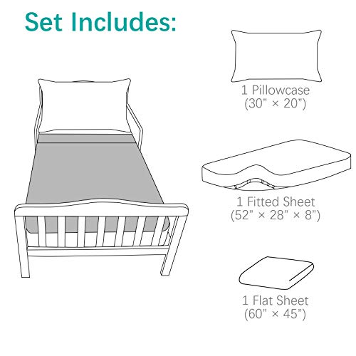 Image of Biloban 3-Piece Toddler Sheet Set Microfiber, Toddler Bedding Set Includes Crib Mattress Sheet, Flat Sheet and Envelope Pillowcase, Silky Soft, Breathable and Lightweight, Pink Cloud