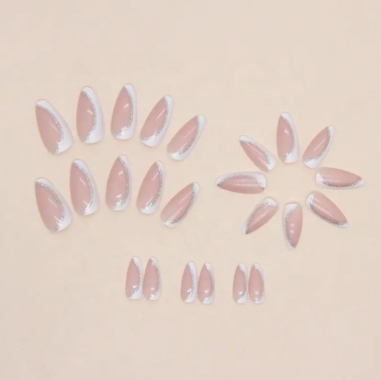 Image of ZOONA 24PCS Everlasting French Nails Artificial Nails Art Set| Lightweight & Long Lasting| Easy To Use| Quick Fix For Festivals & Special Occasions (W769)
