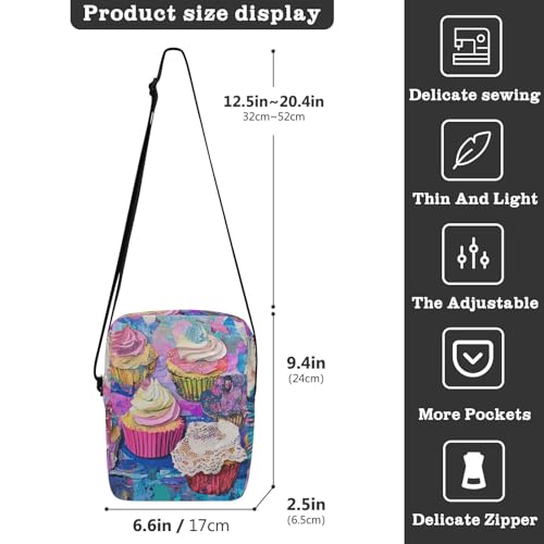 Crossbody Bag Dessert Oil Painting Messenger Bag for Women Men Purse Shoulder Bag Satchel Bag with Adjustable Strap 202b64063