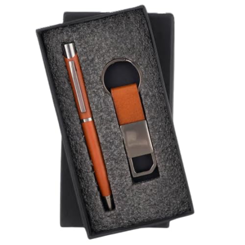 Image of Personalized 2-in-1 Gift Set Pen and Keychain | For Corporate, Brother, Sister Office Gifting (Tan)