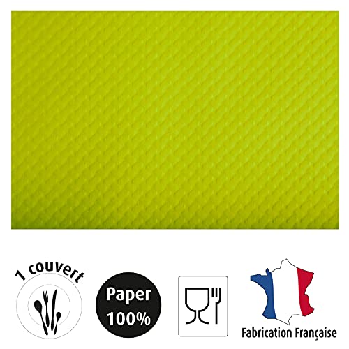 Set de table papier gaufré vert kiwi anti-tache jetable pour restauration rapide - 7