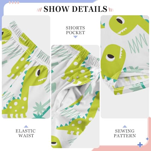 ZZKKO Green Dinosaur Pattern Boys Pants for Kids Jogger Pants with Pockets S-XL4