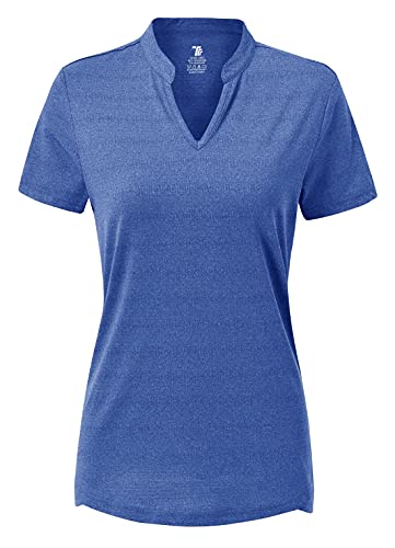YSENTO Womens Running Sport T-Shirts Korte Mouw Gym Workout Yoga Tops V-hals Actieve Tee - blauw - M - Afbeelding 3