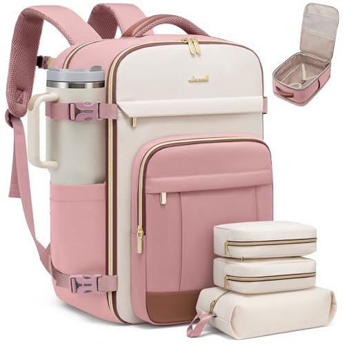 Image of LOVEVOOK Travel Backpack for Women & Men - 17.3 Inch Carry On Backpack & Personal Item Backpack for Airlines, Spacious and Durable Design, with 3 Packing Cubes