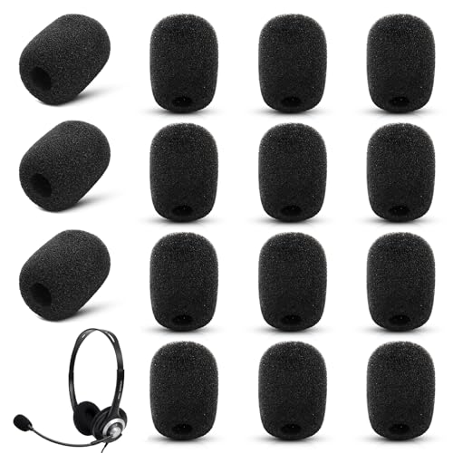 Thinp 15 Pcs Mini Microphone Covers Foam,Microphone Windscreen Microphone Cover Headset Microphone Covers High Density Foam Mic Covers for Microphones of Lavalier and Lapel Headset Mic Noise Reduction
