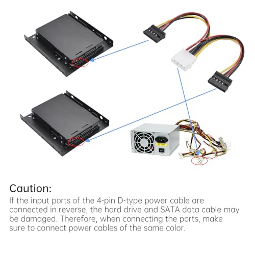 Image of ELUTENG 2pcs Double Deck Mounting Bracket SSD Adapter Metal SSD HDD Holder | 2.5 inch to 3.5 inch Hard Drive with SATA Cable and Power Splitter Cable Metal SSD HDD Holder Compatible with 2.5 to 3.5 Drive Bay