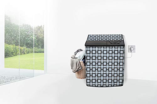 Image of Stylista Washing Machine Cover Compatible for Godrej 12 KG Semi-Automatic Top Loading WSAXISVX1205.0SN3TGPGR, Lattice Pattern Grey