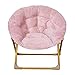 Flash Furniture Gwen Kids Cozy Mini Folding Saucer Chair - Blush Faux Fur Moon Chair - Soft Gold Metal Frame - 23